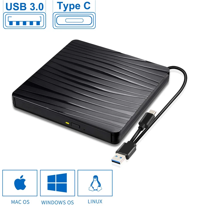 Внешний DVD привод USB 3,0 Оптический компакт-диск DVD RW ГОРЕЛКА Recoeder type-C портативный CD dvd-плеер для настольного ноутбука apple MAC PC