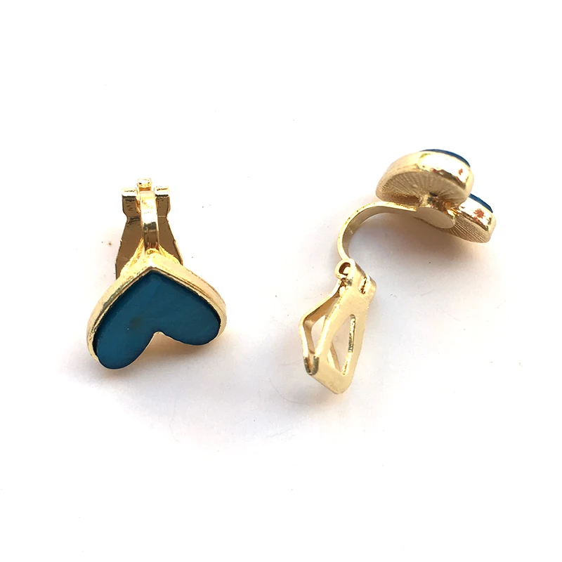 Pink Love Earrings No Hole Ear Clips Blue Heart Clip Earring Without Piercing Minimalist Earrings Jewelry CE1194 ear clip earrings clip earrings ear clip