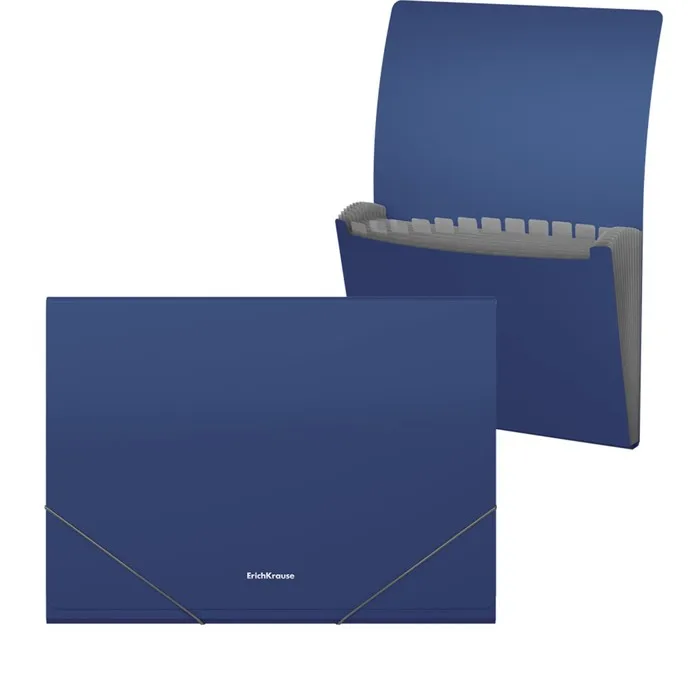 Folder-file on an elastic band A4 12 departments erichkrause Matt classic Blue | Канцтовары для офиса и дома