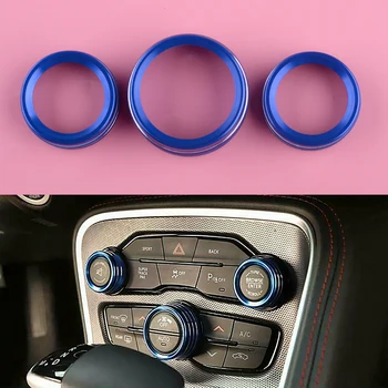 

3Pcs Blue AC Radio Switch Knob Ring Trim Cover Aluminum Alloy Fit For Dodge Challenger 2015 2016 2017 2018 2019