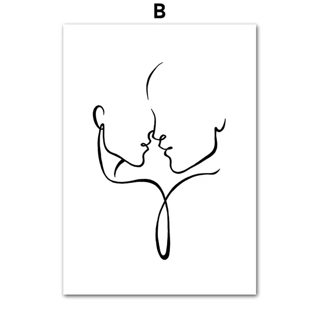 Настенная Художественная Картина на холсте почти Акварельная поцелуй Девушка винтажный скандинавский постер принты домашний Декор Гостиная модульные картины рамка - Цвет: Nordic 02 HE3780