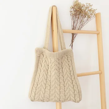 

Casual Knitted Woolen Women Shoulder Bags Designer Plush Handbag Crossbody Bag Lady Large Capacity Tote Purses 2020 Winter