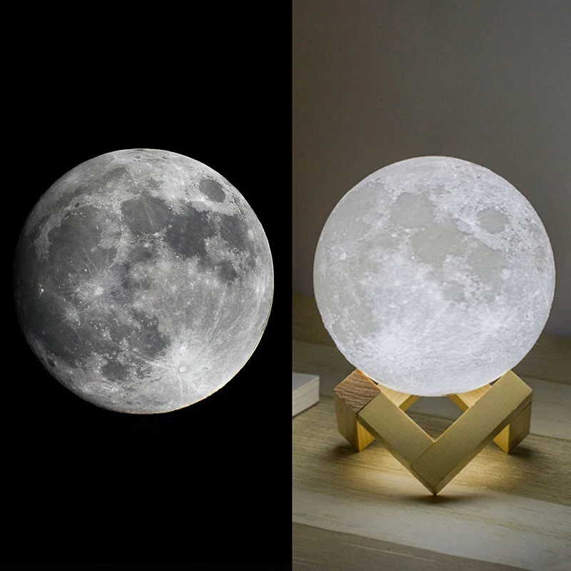 ZK20 светодиодный ночник с 3D принтом, лампа с Луной, перезаряжаемый, меняющий цвет, 3D светильник, сенсорный лунный светильник, детский Ночной светильник, романтический