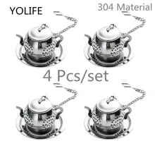 4 шт./компл. Чай горшок Форма Нержавеющая сталь сетка, фильтр грубой очистки, Чай фильтр многоразовый вкладыш для заварки специй фильтр, SGS Европы Тесты Pass