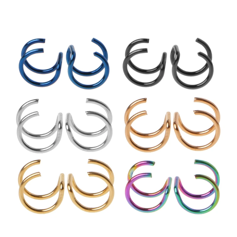 

Titanium 2 Rings Ear Cuff Clips On Helix Cartilage Ring No Piercing Body Jewelry
