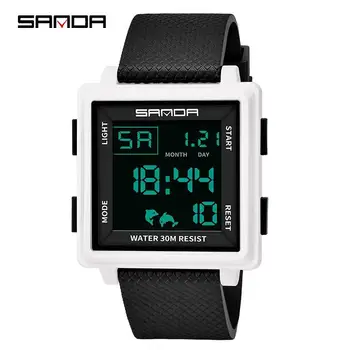 

SANDA Square Digital Watch Men Fashion Outdoor Sports Watches Alarm Clock Chrono 5Bar Waterproof Men's Watches reloj hombre 2020