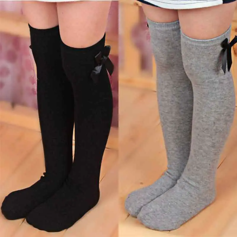 Imcute Toddler Children Girl Striped Cotton Socks Soft Knee High Hosiery Baby Socks Girl 1-8 Years Bow Lace Frill Meisjes Sokken