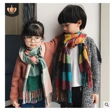 Осенне-зимний шарф, имитация кашемира, детский клетчатый шарф для родителей и ребенка, клетчатый шарф для женщин, хит цвета, шаль, роскошный шарф