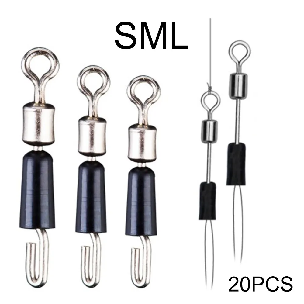 20pcs/Bag Pin Bearing Rolling Swivel Fishing Hook Fast Connector Solid Rings Line Quick Link Stainless Steel Fishhook Lure Tool | Спорт и