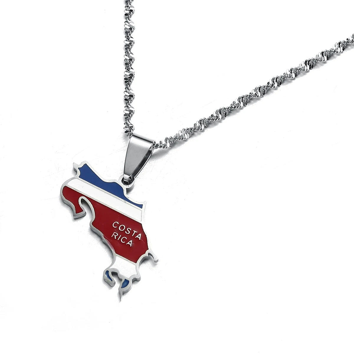 Stainless Steel Costa Rica Map Flag Charm Necklaces La Republica de Costa Rica Map Pendant Chain 5