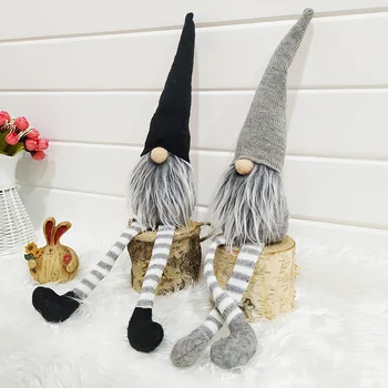 

Cute Christmas Decoration Sitting Long Leg No Face Elf Doll Decorations for Home New Year Gift for Kids
