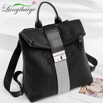 

LANYIBAIGE PU Casual Luxury Women Leather Backpack Female Shoulder Bags For Women 2020 Backpack School Bags For Teenage Girls