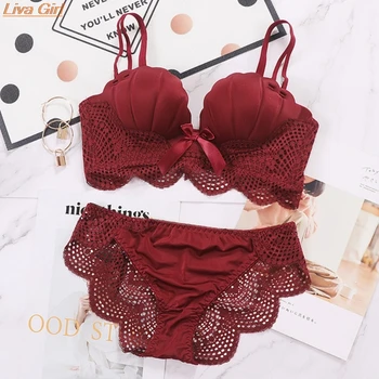 

Woman Sexy Bra Sets Seamless Solid Color Push Up Massage Palm Cup Lace Shell Bra Female Comfortable Lace Brassier Sets