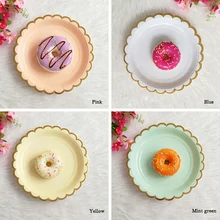 8 шт. бумажный лоток круглые золотые фольги вечерние принадлежности одноразовые торт посуда для детей для именинного пирога блюдо для закусок