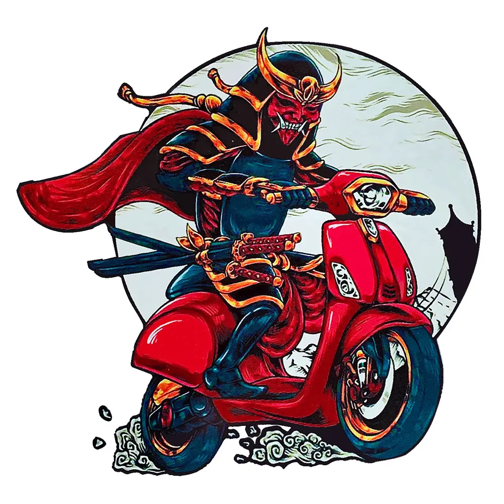 Japanese Ghost Knight Red-Bull Casco Riflettente Moto Rcycle Moto Bike Adesivo Riflettente Decalcomania Impermeabile Intero Set