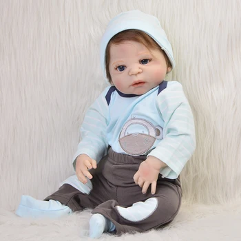 

56cm Silicone reborn baby boy doll toy like real full silicone body newborn Bebes reborn boy bonecas waterproof can bathe