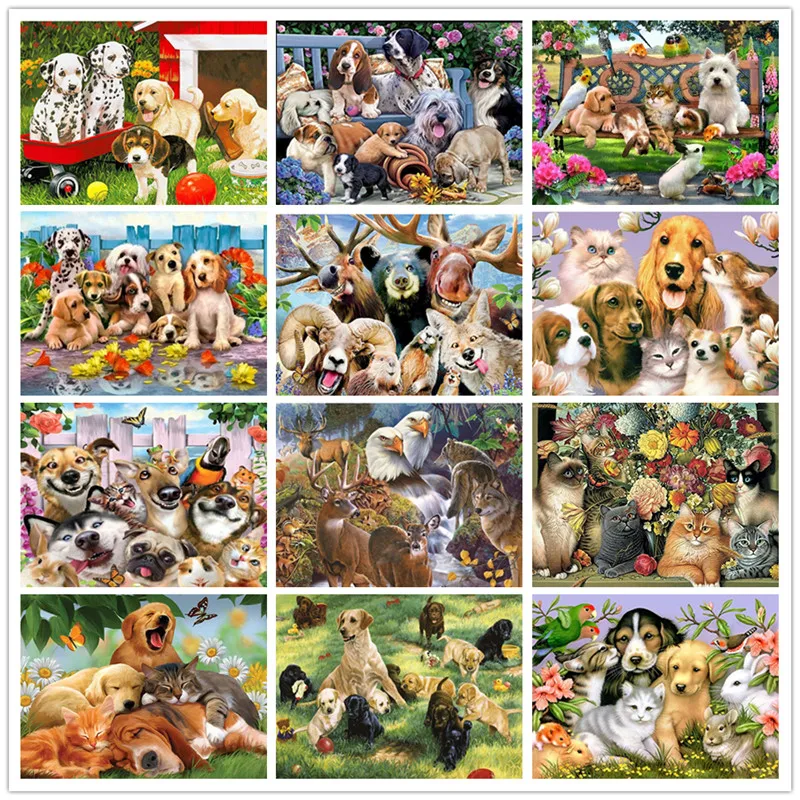 Алмазная мозаика 5D сделай сам картина с забавными животными полная стразы для