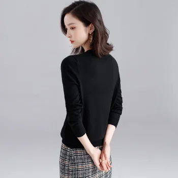 

2020 NEW new round neck loose slim Korean version of the pin in the early autumn primer shirt women's sweater sweater