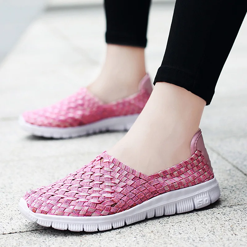 MARSON Women's Flats Female Casual Shoes Woman Sneakers Ladies Jogging Shoe Weave Breathable Walking Plus Size 35-42 Nine Colors women shoes women sneakers women flats casual shoes