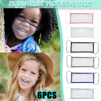 

6pcs mascarilla Children Mask Clear Window fashion Face Masks Full Cover Breathable Mouth Caps Dust-proof Outdoor Masks