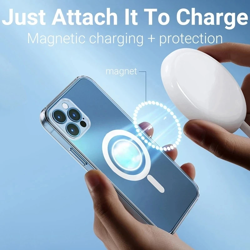 For Magsafe Magnetic Wireless Charging Case For iPhone 12 11 13 Pro MAX mini XR X XS MAX 7 8 Plus SE 2020 Shockproof Cover Cases 2