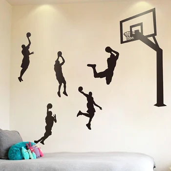 

Basketball Player Wall Stickers PVC Material Basketball Stand Wall Art for Kids Rooms Gymnasium Decoration