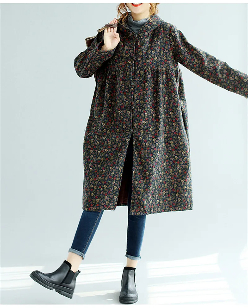 Новинка года; зимняя женская одежда из хлопка и льна в национальном стиле; длинные бархатные куртки с капюшоном и длинными рукавами; XA156
