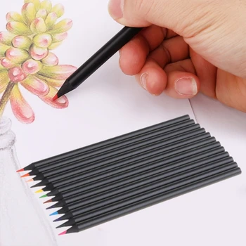 

12 Colors Wooden Drawing Charcoal Pencils Painting Crayon Sketching Pen Non-toxic Art Supplies