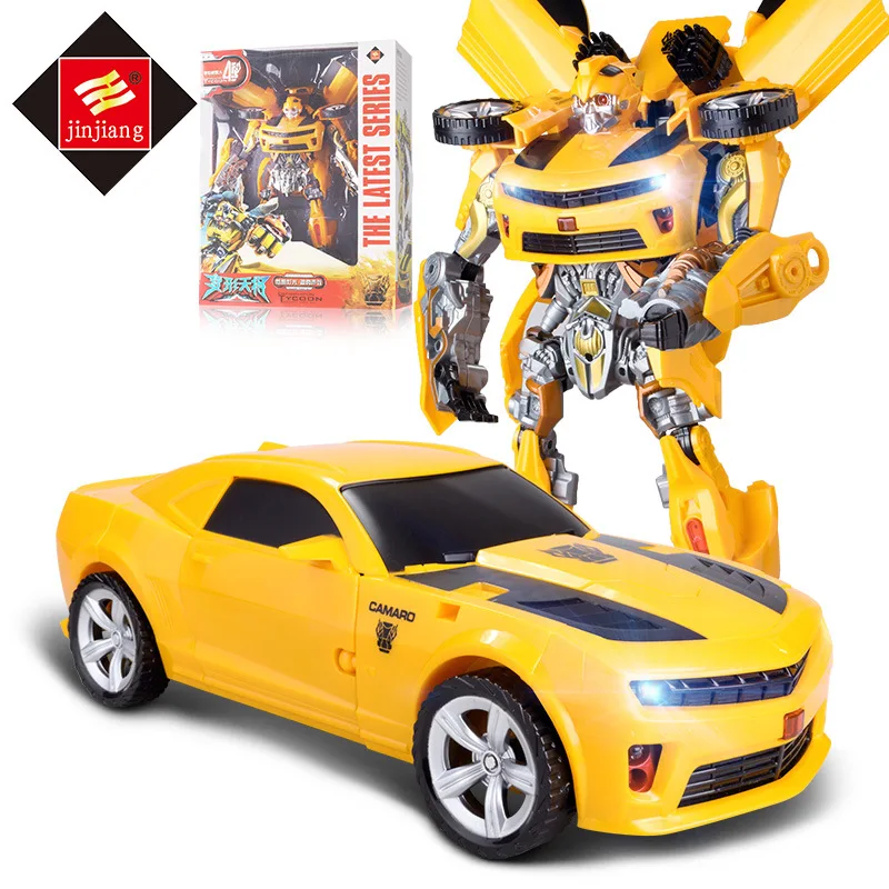 

Transformation Toy Jingang 5 Model Shining Sound Making Car Robot Bumblebee Dinosaur Set Garage Kit Children