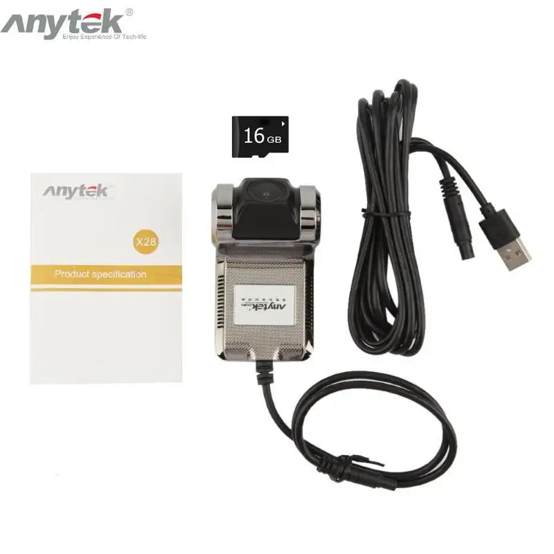Anytek X28 объектив Dashcam Автомобильная dvr камера вращающаяся линза WiFi ADAS 150 Full HD 1080P Dashboard камера рекордер+ 16GB TF карта