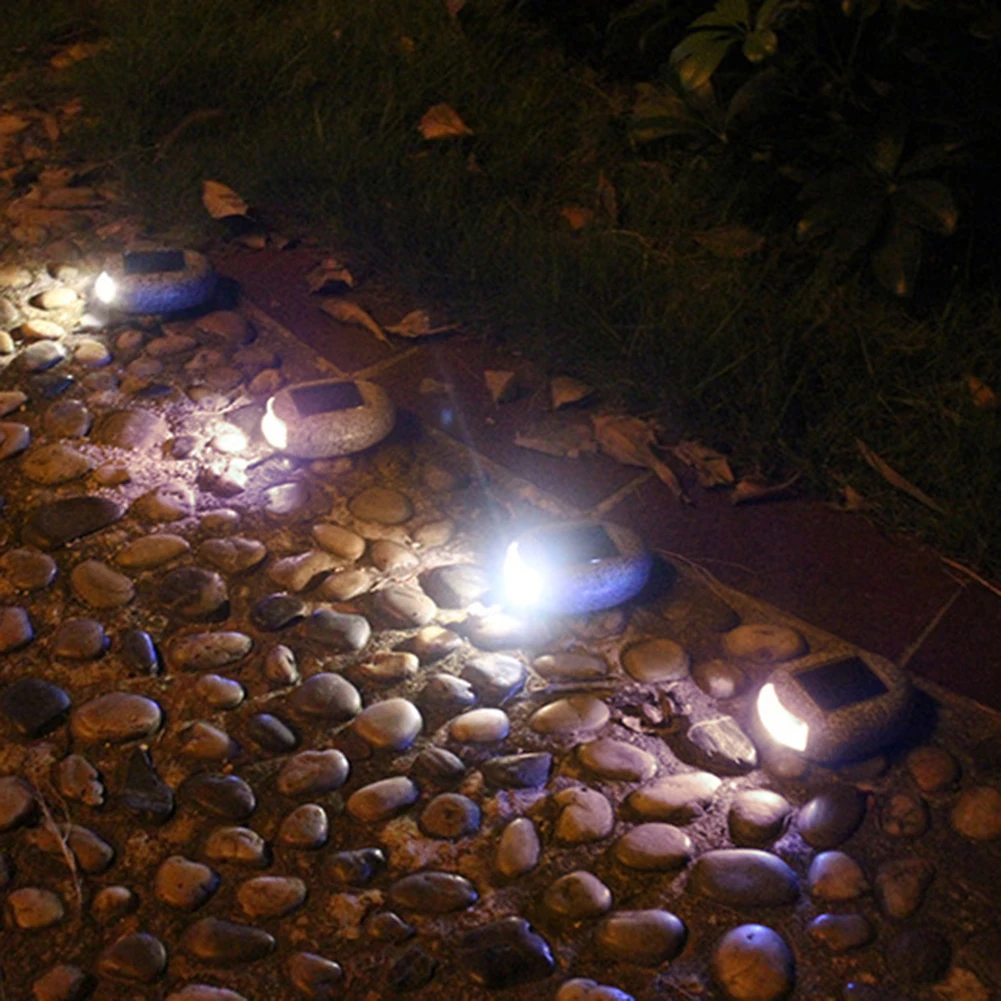 Waterproof Ground Mounted Resin Stone Shape LED Solar Light Outdoor Garden Decor