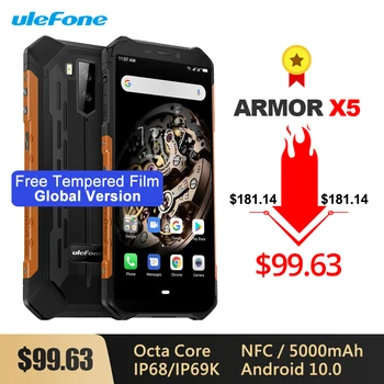 Перейти на Алиэкспресс и купить Ulefone Armor X5 смартфон с 5,5-дюймовым дисплеем, восьмиядерным процессором Android 10,0, ОЗУ 3 ГБ, ПЗУ 32 Гб