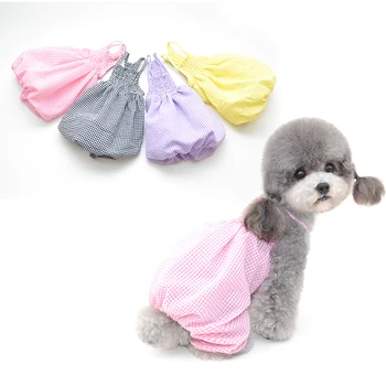 

S-XXL Plaid Pet Dog Dress With Sun Hat Summer Summer Pet Dog Clothes Dress Skirt Puppy Costume Clothing Dress Up