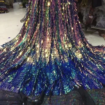 

NEW High Quality 2020 Tulle sequins Beaded French Nigerian Lace Fabrics Pearls Embroidered Guipure African 3d Lace Fabric gold