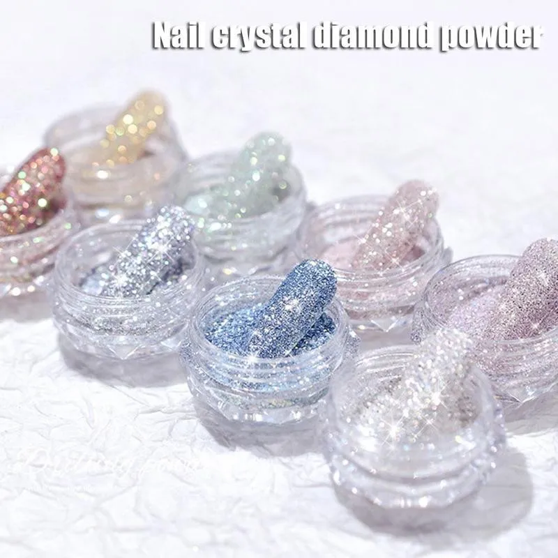 New 8 Colors Nail Crystal Diamond Powder Rainbow Flash Glitter Shiny Pigment Holographic Glass Micro Drill Nails Art Decoration | Красота и