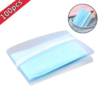 

Masque 100pcs Foldable Mask Storage Clip Plastic Portable Storage Bag Cute Mask Household Moisture-proof Guarda Mascarillas
