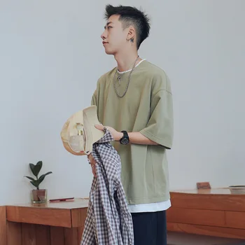 

Imitation two short-sleeved t-shirts neutral Japanese Korean version small fresh lovers bottom shirt crew collar cotton loose T