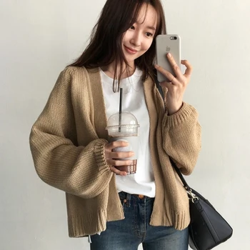 

Women Thin Autumn Cardigan Female 2019 Solid Knitted Sweater Open Stitch Ladies