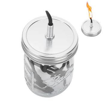 

Oil Lamp Cover Stainless Steel Mason Jar Lids Caps Outdoor Deck Oil Lamp Tabletop Lamp Torch Cap Candles Holders Home Decor Tool