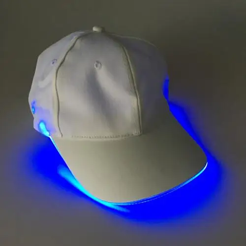 Модная унисекс, однотонный светодиодный светящийся бейсбольный головной убор для рождественской вечеринки, фуражка, регулируемые спортивные кепки, летние женские мужские шапки - Цвет: White Blue Light