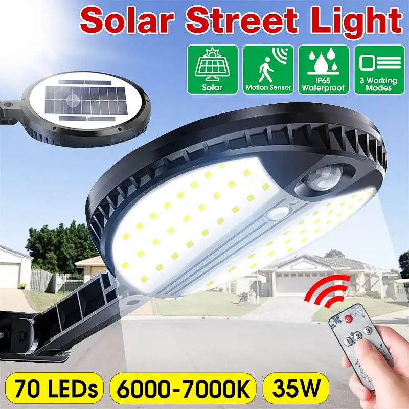 

35W 70 LED Solar Light Outdoor Solar Lamp Wireless PIR Motion Sensor Wall Light Waterproof Solar Powered Light Remote Control