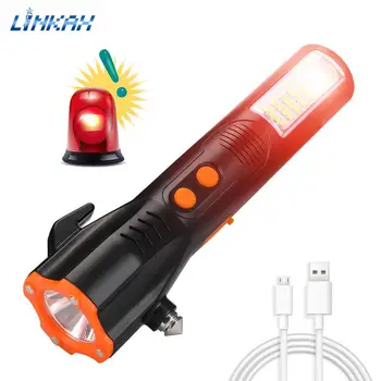 

Multi-function LED Flashlight USB Rechargeable Escape Safety Torch Emergency Warning Light For Necessary for emergencies