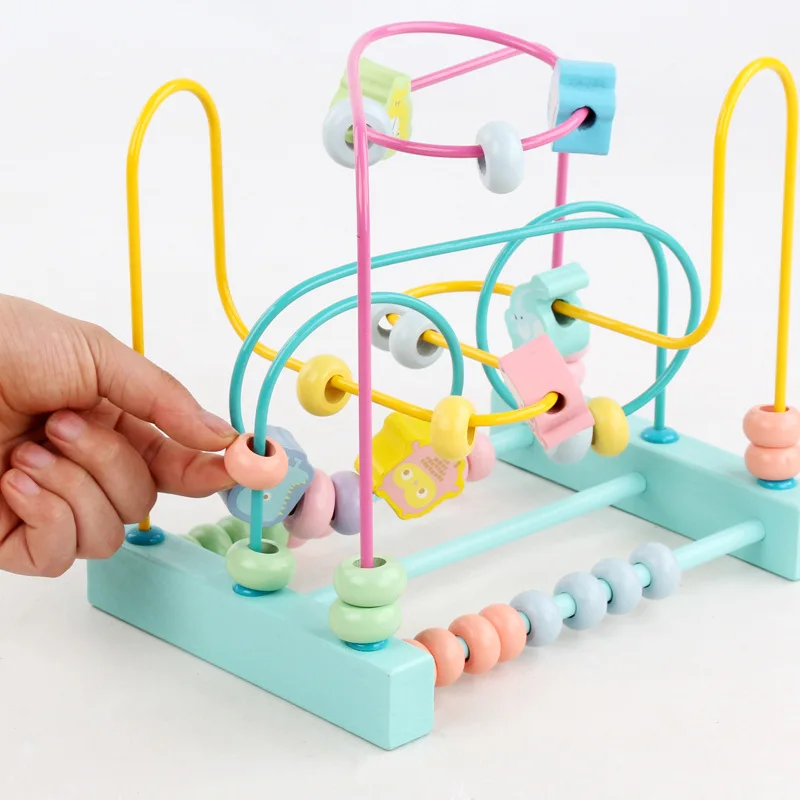 

Wooden Calculation Bead-stringing Toy Children'S Educational Early Childhood Toy Macarons Rosary Rack Three-Line Mathematics Bea
