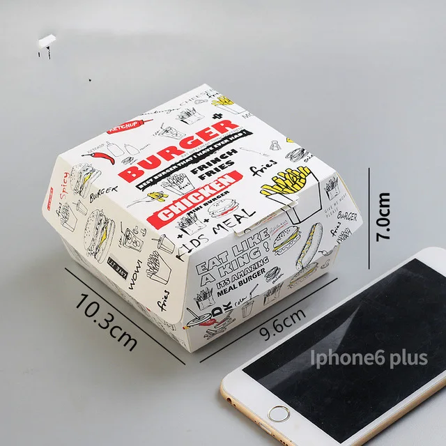 5pcs hamburger Grade Grease Paper Fast Food Wrappers Disposable Fried Chicken Beefsteak Take-out Food Packing Box dessert cups