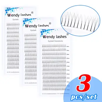 

3Pcs 12 Lines 3D/5D/6D/10D Premade Fan Lashes 0.07/0.10 Faux Mink Premium Eyelashes Dark Black Russian Volume Eyelash Extension