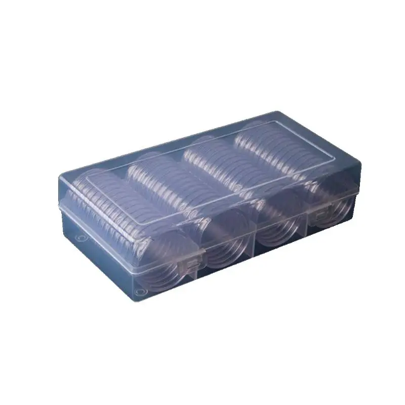 

60 Pcs Clear Round 41mm Direct Fit Coin Capsules Holder Display Collection Case With Storage Box For 1 oz American Silver Eagles