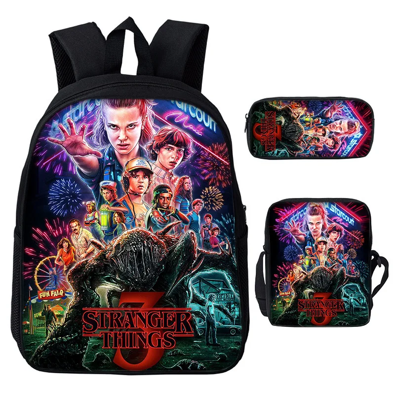 

2019 Stranger Things Backpack Women Student 3 Piece SuitBackpack Bag For Laptop Bagpack For Girls Canvas College Bag