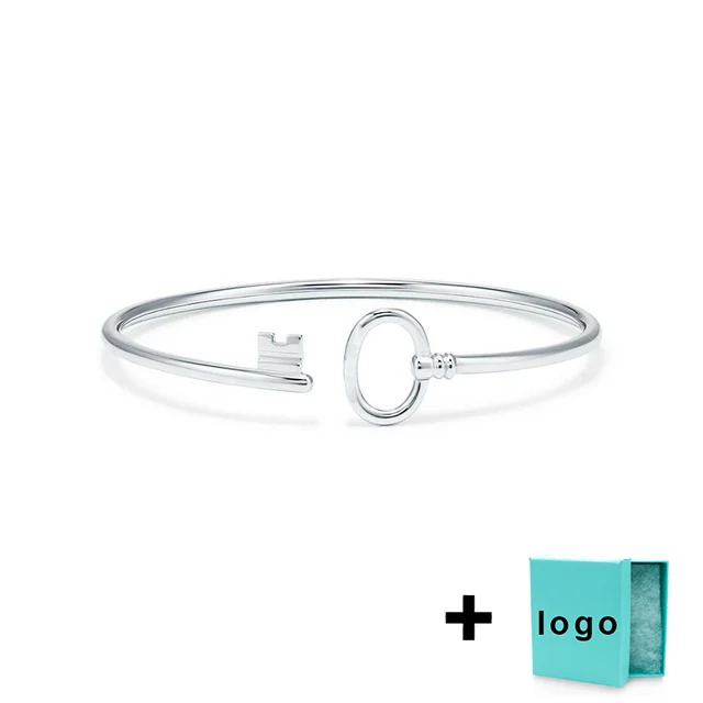 

SL TFB TIFF Rllen New Original 925 Silver Key Series Open-ended Bracelet with Original Logo Ladies Jewelry Wholesale.