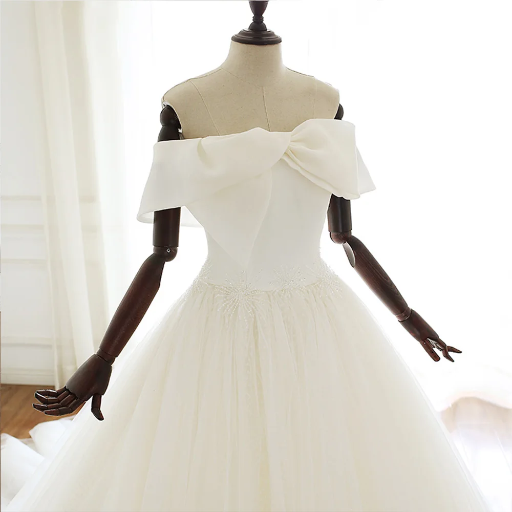 Vestido De Casamento Бисероплетение на талии со шнуровкой сзади Блестящий тюль А-силуэта Свадебные платья с подъюбником плюс размер Gelinlik