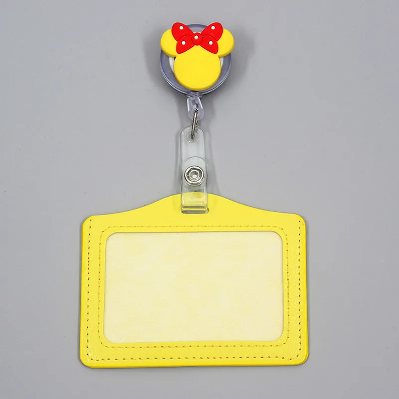 Cute Bowknot Mickey Silicone Badge Scroll Nurse Office Reel Character Scalable Student Exhibition Business Card Badge Holder - Цвет: 3